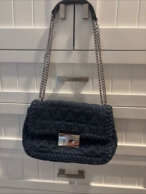 Michael Kors Quilted Braided-Trim Shoulder Bag - Black